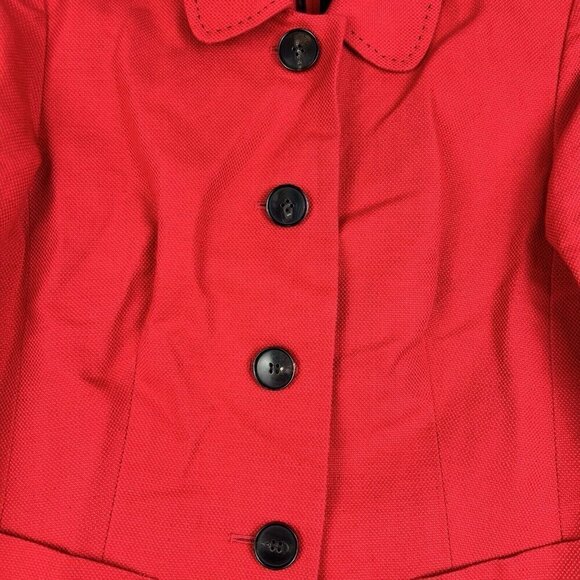 Lafayette 148 Red Cotton Linen Button Up Single Breasted Blazer Jacket Size 4 - Picture 6 of 10